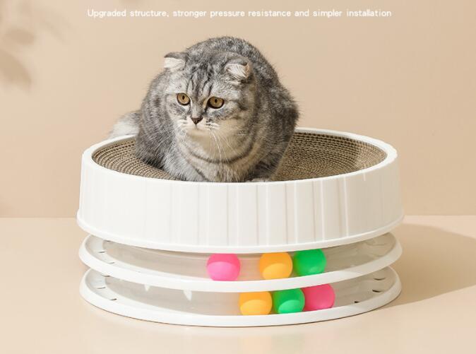 人気品猫用爪とぎ つめ研ぎ 猫玩具 ガリガリ 強化ダンボール 高密度 ベッド 猫 ストレス解消 ボ-ル2段 長持ち ホワイト拍卖