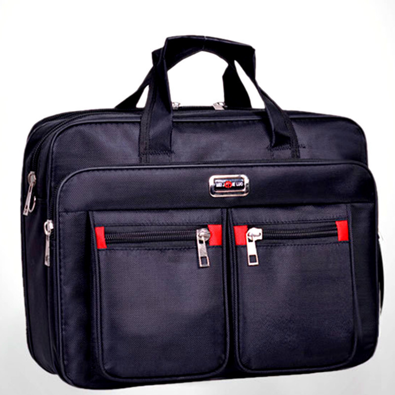 人気品ビジネスバッグ メンズ ポケット多 書類カバン ブラック×レッド拍卖