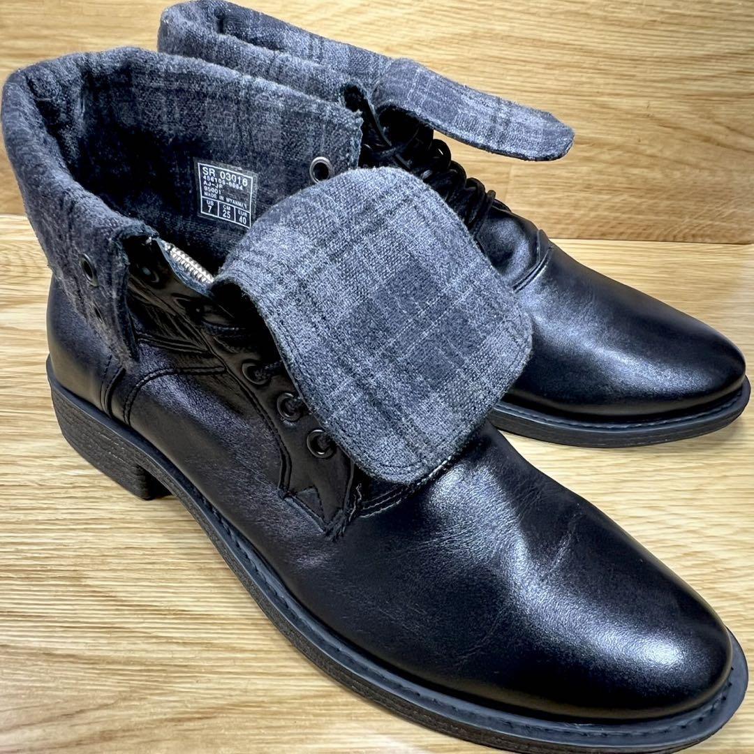 即決◆stefanorossi◆ステファノロッシ ブーツ 2way 25cm ブラック メンズ レザー SR03016拍卖