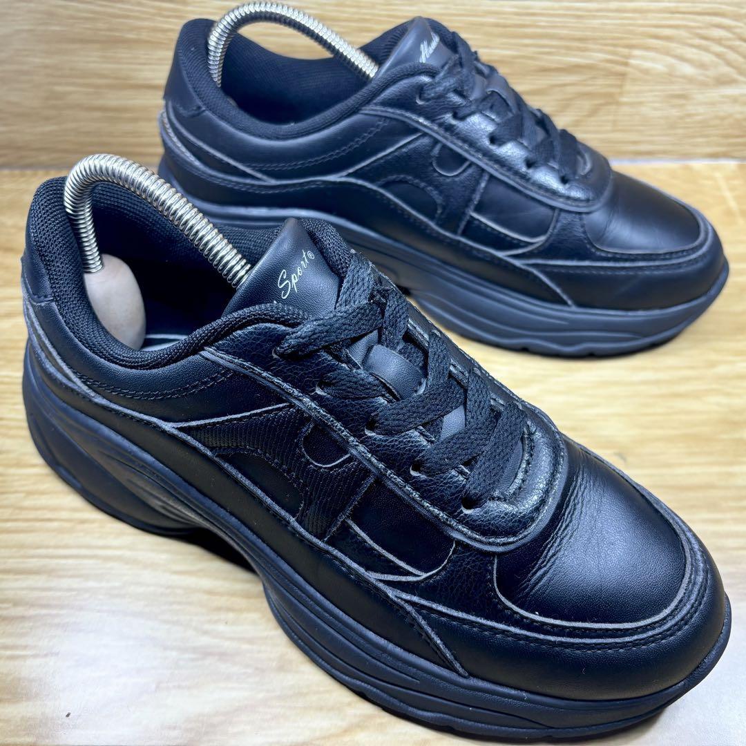 即決◆HAWKINS◆ホーキンス スニーカー 23cm ブラック レディース レザー HW20343拍卖