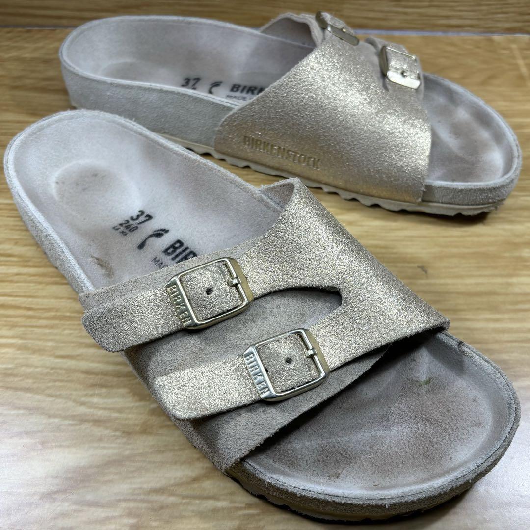 即決◆BIRKENSTOCK◆ビルケンシュトック サンダル 24cm ゴールド 拍卖