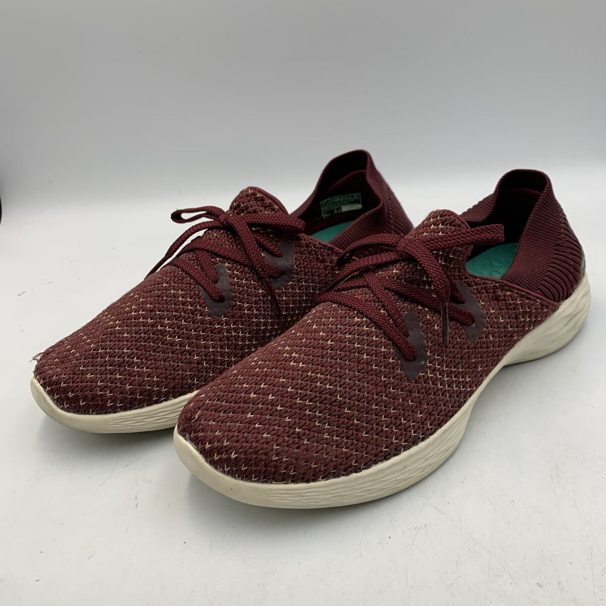 T119 SKECHERS Slip-ins スケッチャーズ レディース スニーカー US6.5 23.5cm 赤茶 布地拍卖