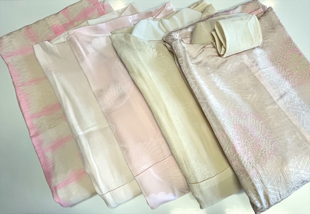 花とら●リサイクル長襦袢 5枚まとめて リメイク 素材 細工用 着用可能含む 250812拍卖