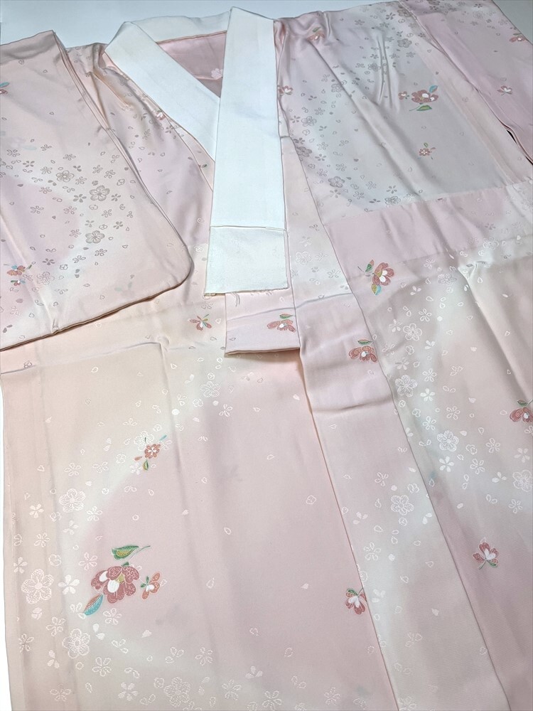 花とら●リサイクル長襦袢 未使用品 超美品 ピンク 花 250810拍卖