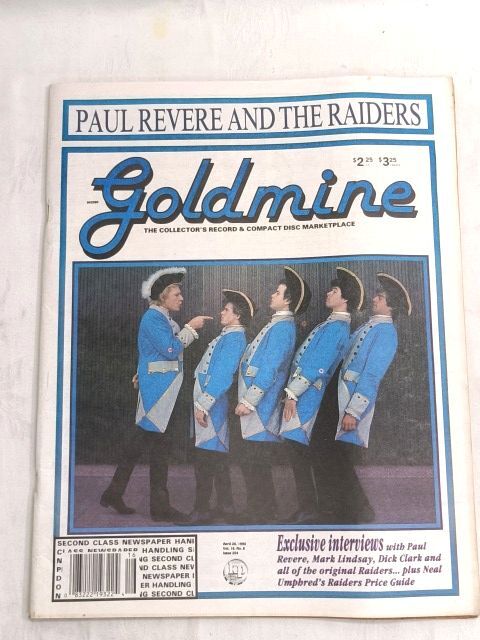 GOLDMINE ミュージック コレクターズ マガジン 表紙 PAUL REVERE AND THE RAIDERS 1990年 4月16日号/ロック 音楽 洋書 出版物 希少拍卖