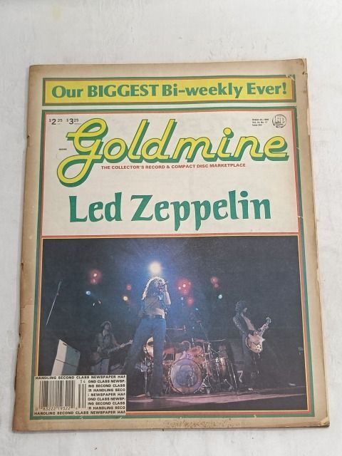 GOLDMINE ミュージック コレクターズ マガジン 表紙 Led zeppelin レッド ツェッペリン 1990年 8月24日号/ロック 音楽 洋書 出版物 希少拍卖