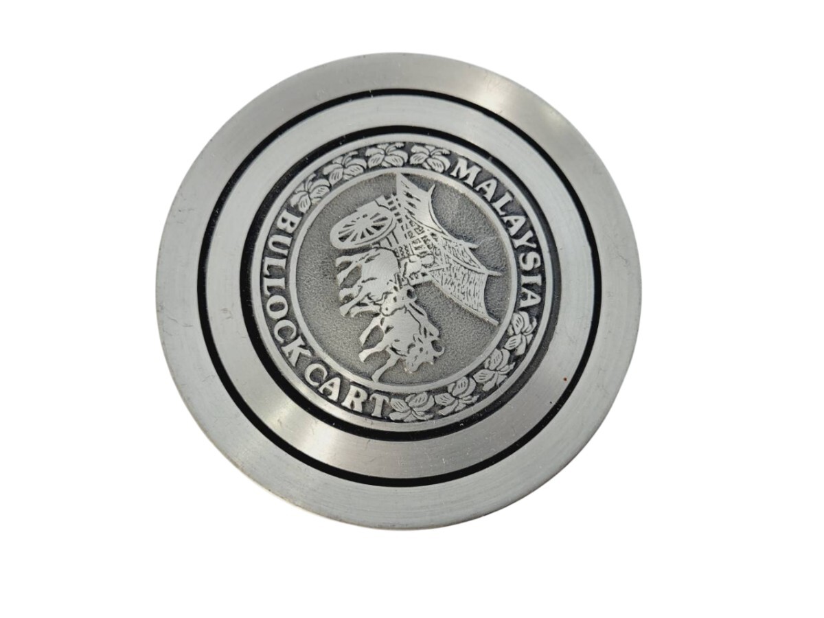 【送料無料!!即決価格!!】 PEWTER ピューター MALAYSIA BULLOCK CART マレーシアの牛車デザイン コースター アンティーク コレクション拍卖