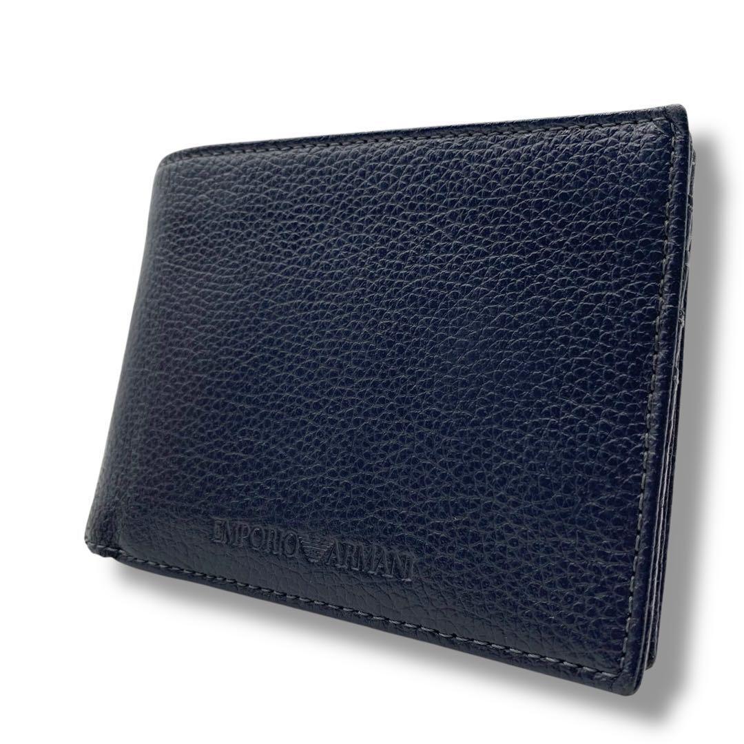 エンポリオアルマーニ 折りたたみ財布 レザー 黒 ブラック拍卖