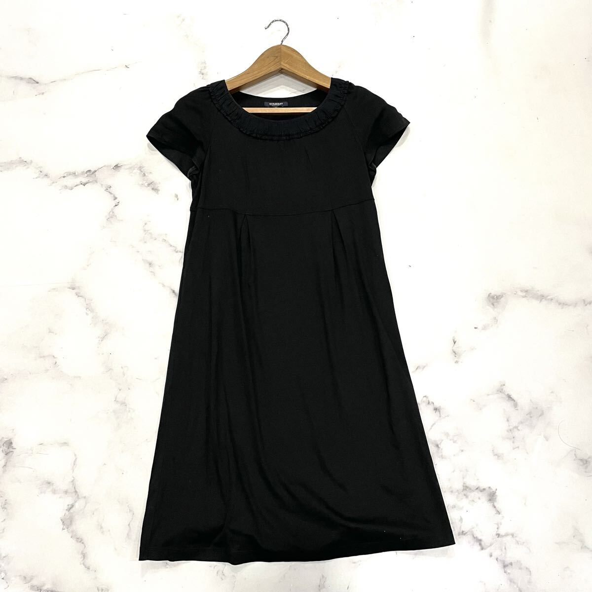 CC ○ 高級ラグジュアリー服 '日本製' BURBERRY LONDON バーバリー ロング丈 フレンチスリーブ ワンピース 40 レディース 婦人服 ブラック拍卖