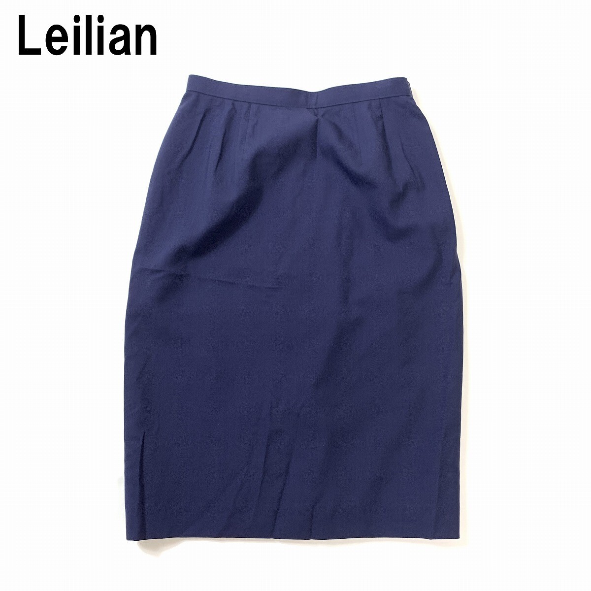 Leilian レリアン ロングスカート タイト ウール 裏地あり 紺 ネイビー 9 YC883拍卖