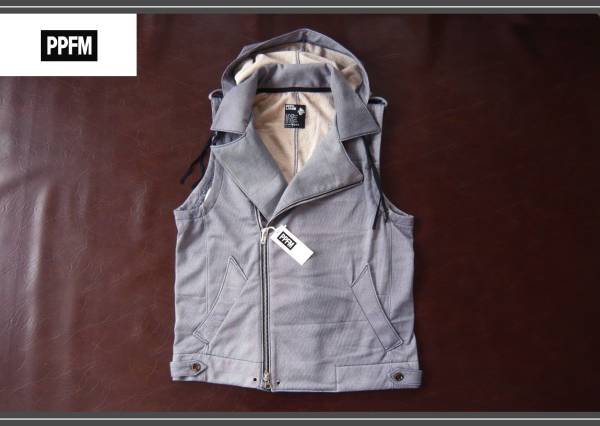 新品 PPFMの人気の2wayライダースベストM青 定価9975円拍卖