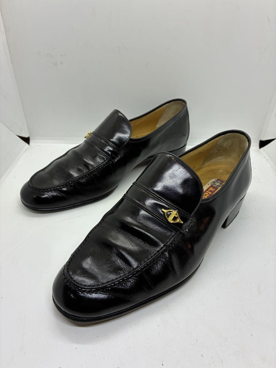 a.testoni テストーニ ブラック ローファー レザー 難あり 左右サイズ違い拍卖