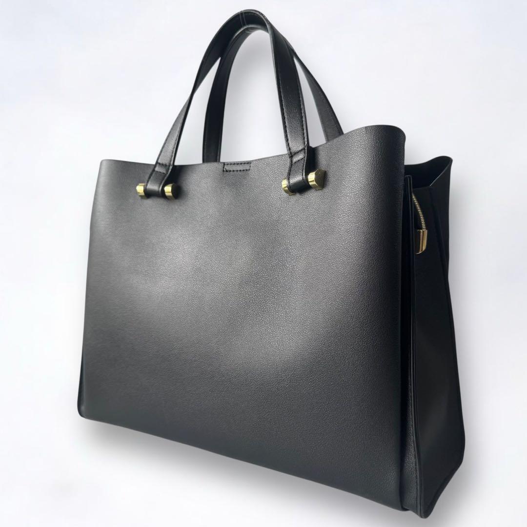 人気 197 SHOO-LA-RUE シューラルー 大容量 シンプル 2way ハンドバッグ ショルダーバッグ かばん 鞄 A4収納可能 ブラック拍卖