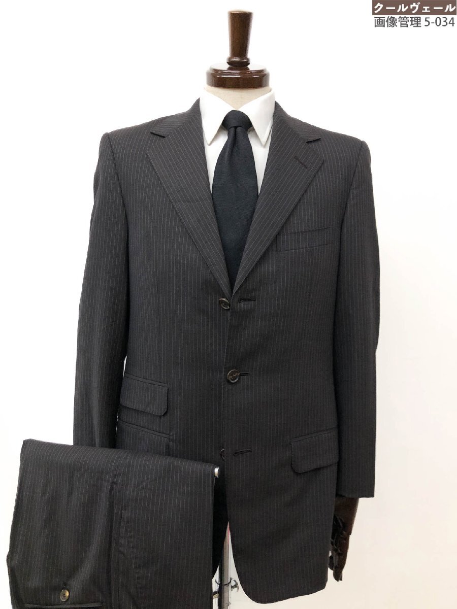 【グッチ GUCCI】21E7F33 ウール100% シングル3ボタン ストライプ柄 スーツ (メンズ) size46/7DROP チャコールグレー系 ◇35RMS2128◇拍卖