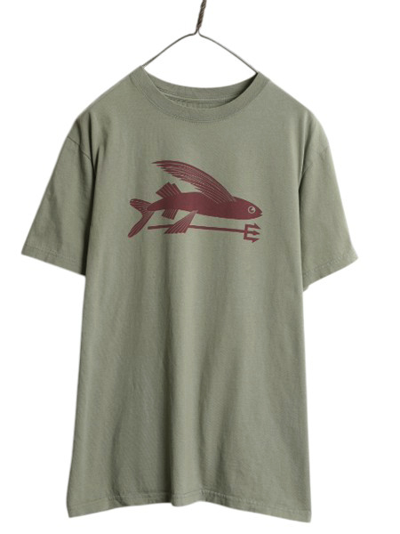 パタゴニア プリント 半袖 Tシャツ メンズ L 古着 アウトドア フライング フィッシュ グラフィック アート イラスト オーガニック コットン拍卖