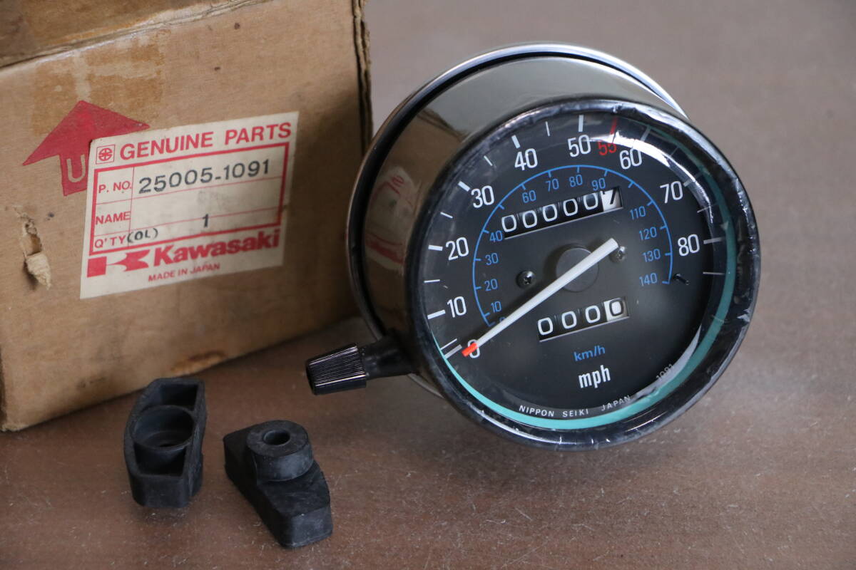 未使用!カワサキ純正 スピードメーター KZ550A KZ750E Z550FX Z400FX ダンパーゴム付属 25005-1091拍卖