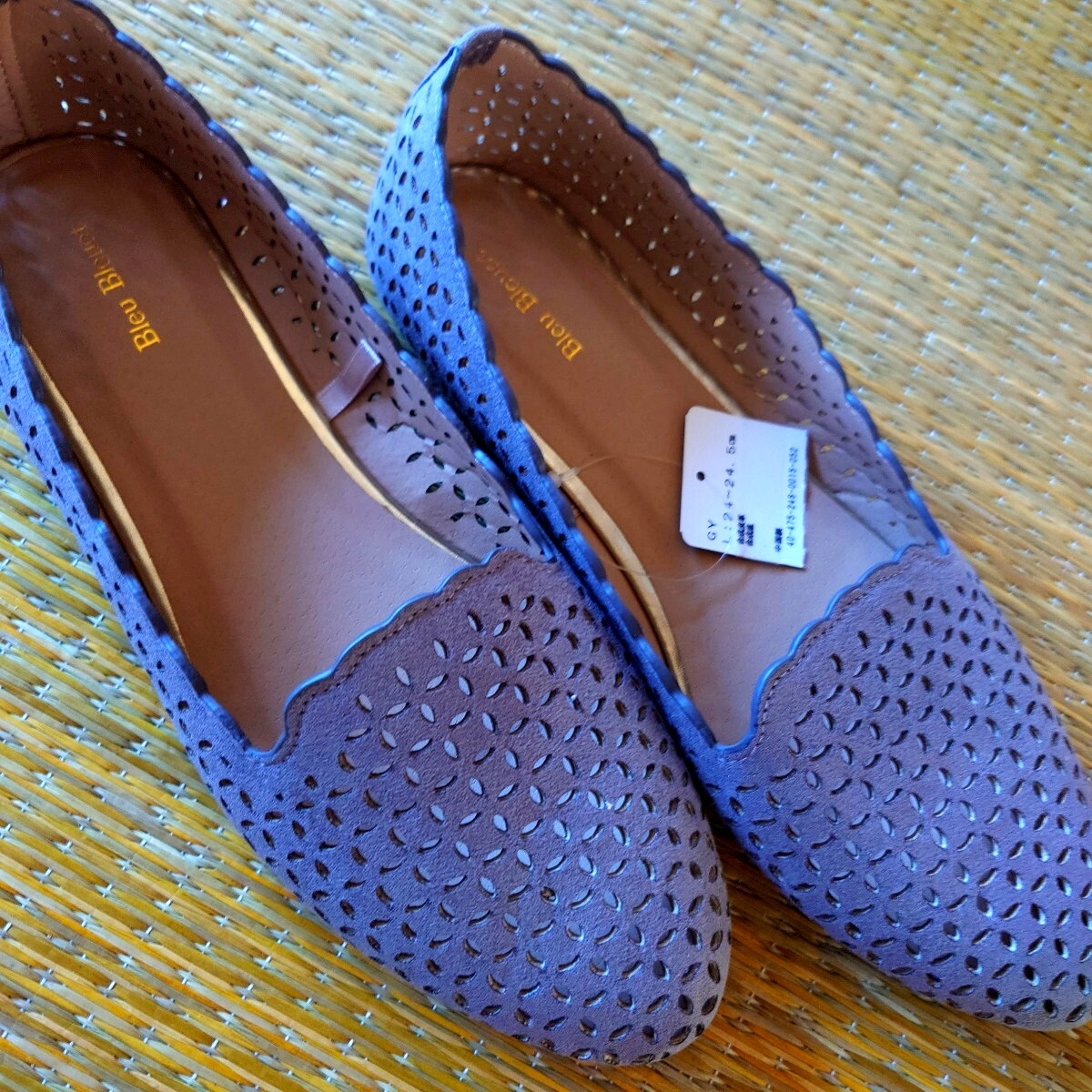 Bleu BleuetぺたんこフラットパンプスモカL24〜24.5スウェード風拍卖