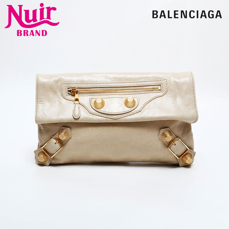 極美品 バレンシアガ BALENCIAGA モトクロス エンベロープ ジャイアント クラッチバッグ ベージュ WS21828拍卖