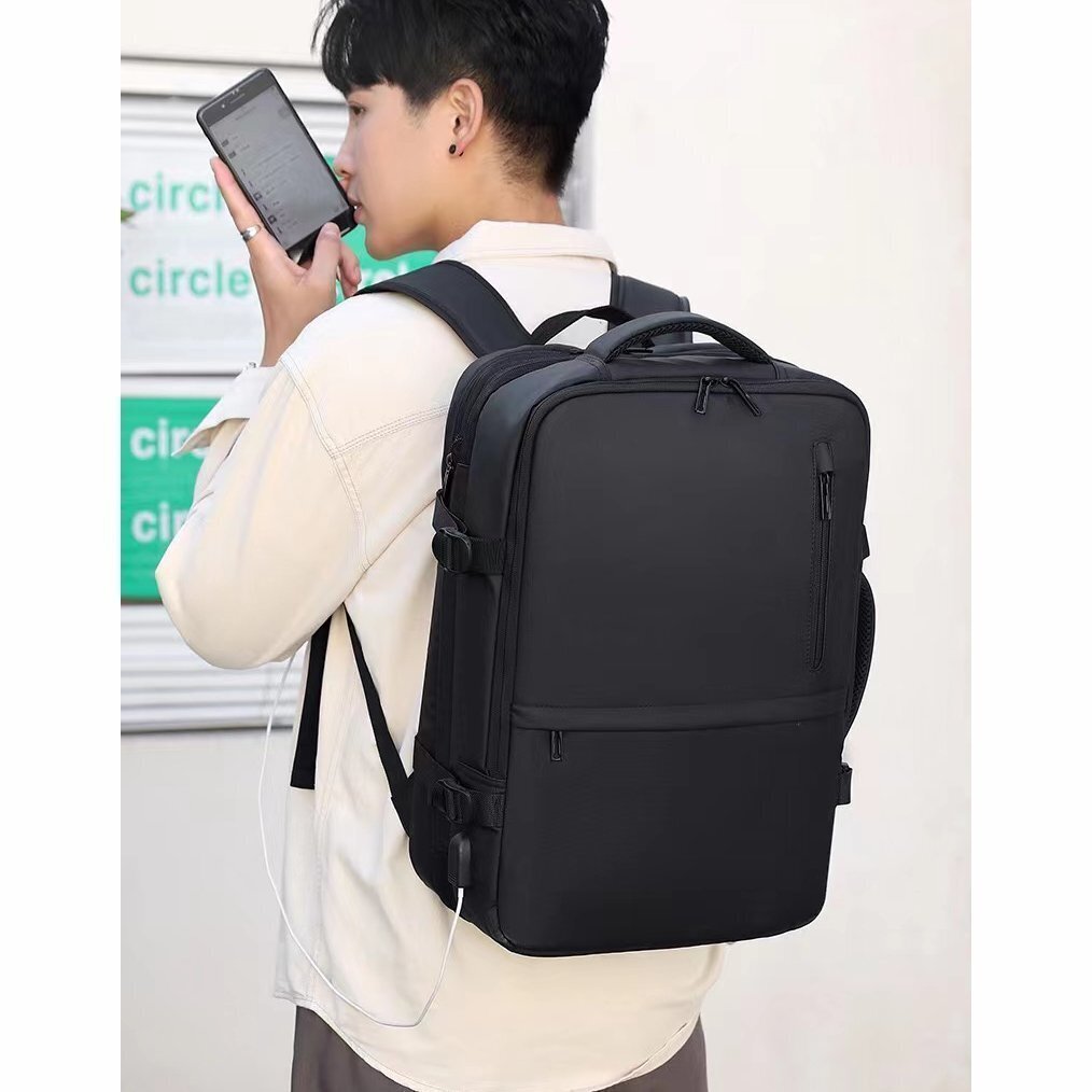 リュックバッグ バックパック メンズ ビジネス リュック 容量拡大 スクエア スーツケース キャリンオン ブラック拍卖