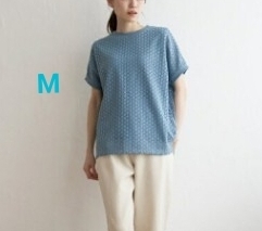 ikka アイレットレースプルオーバー ブルーM◆ドルマンスリーブカットソー拍卖