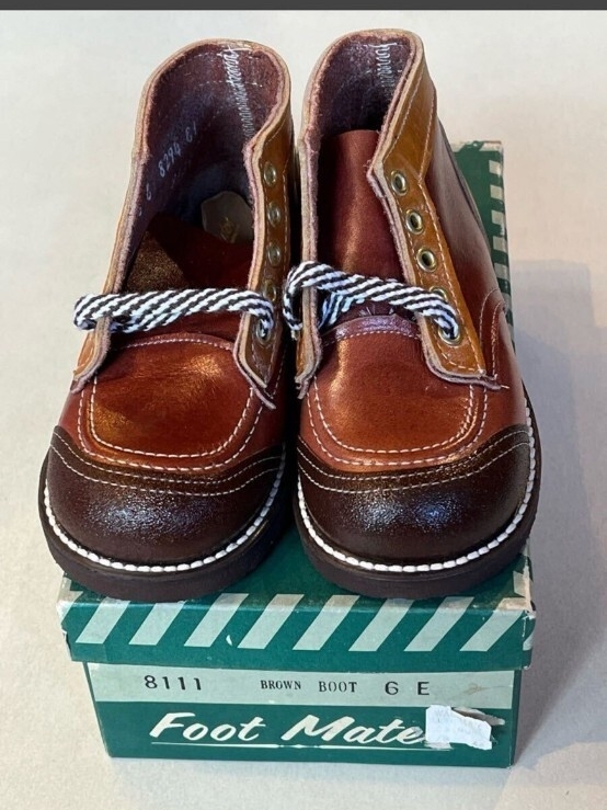 FOOTMATES フットメイト/キッズシューズノ子供靴/本革シューズ/デッドストック/BROWNBOOT茶色のブーツ/ビンテージ/60s 70s拍卖