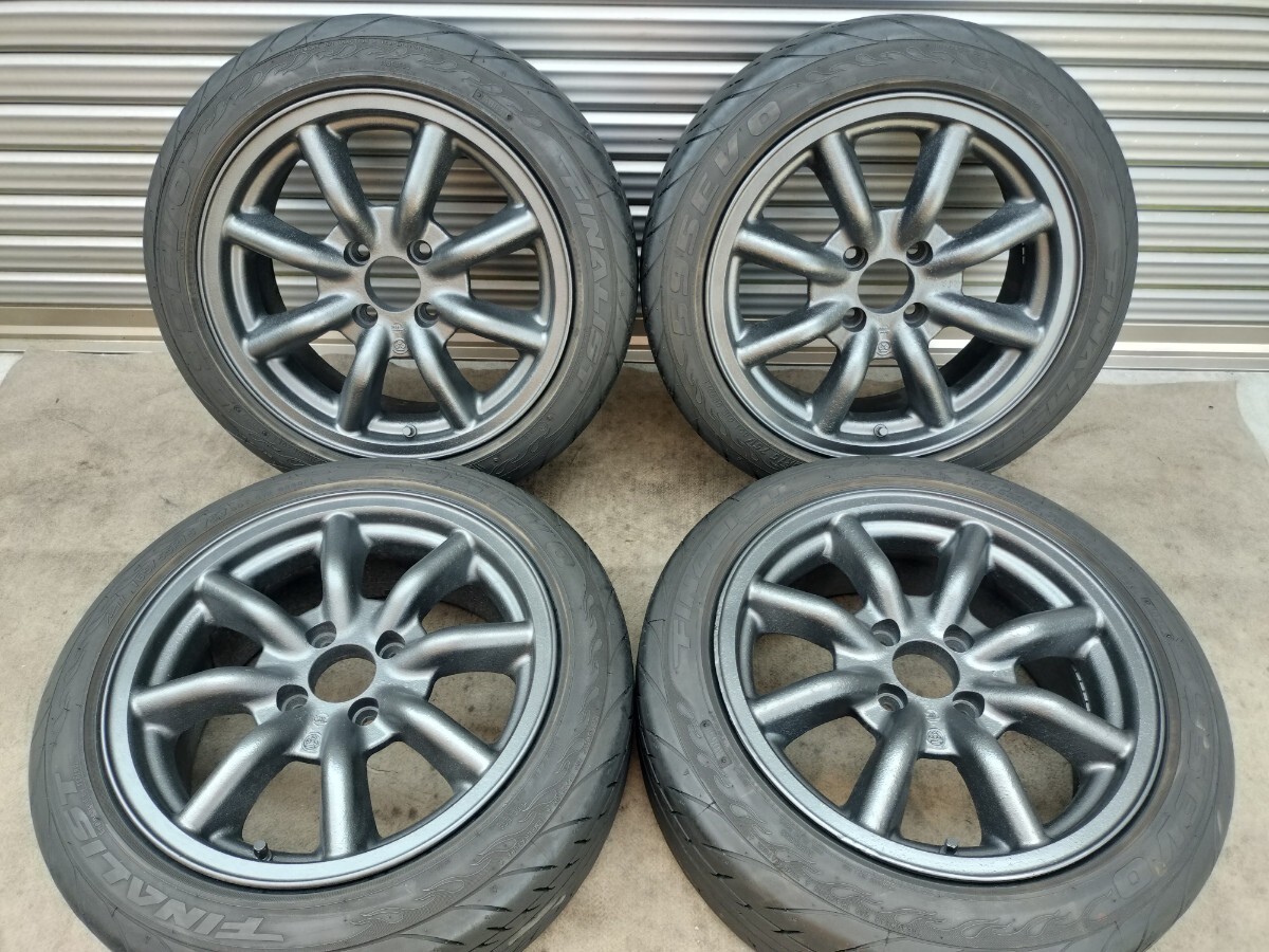 ワタナベ F8F 15インチ 15×6.5J 4H PCD100 +35 165/55R15★ガンメタ再塗装 エイトスポーク 8 軽自動車 シビック ロードスター 拍卖