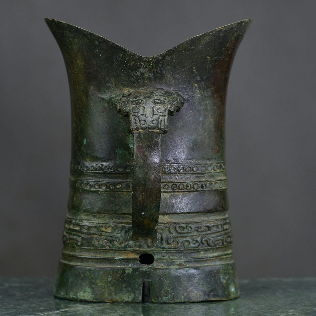 ▼渡鶴羽▼R2525商時代 青銅器 青銅扁素面耳背 細密細工★古置物★古賞物★古擺件★蒐集家放出★唐物拍卖