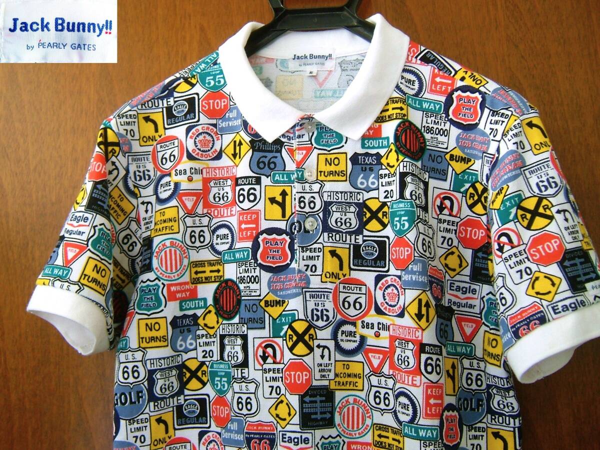 ジャックバニー Jack Bunny!! by PEARLY GATES パーリーゲイツ 半袖 ポロシャツ 総柄 サイズ5拍卖