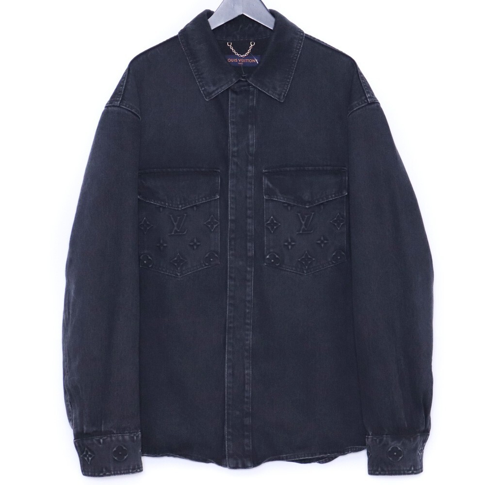 LOUIS VUITTON モノグラム エンボス デニム オーバーシャツ Mサイズ ブラック RM241Q CHX HQS42W ルイヴィトン 長袖 Denim Shirt Monogram拍卖