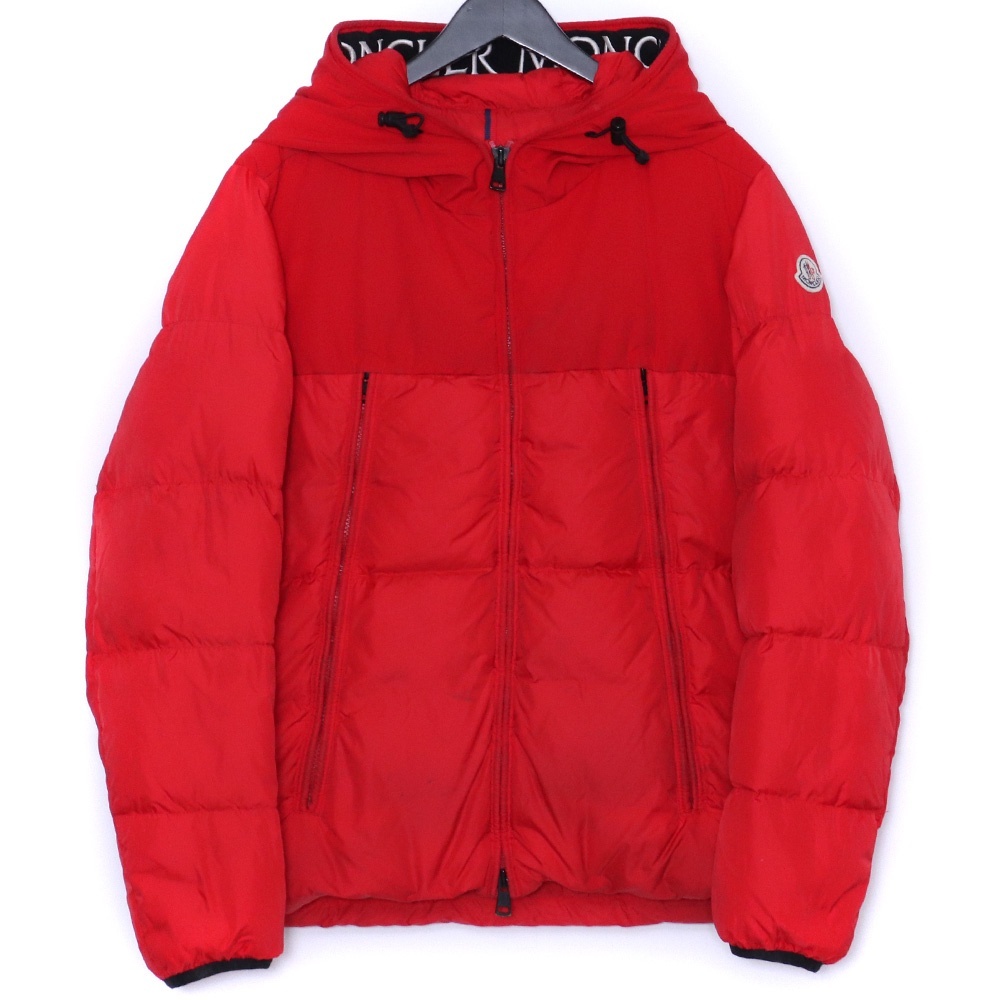 MONCLER MONTCLAR ダウンジャケット サイズ2 レッド D20914132085 68352 モンクレール モンクラー down jacket ロゴテープ刺繍拍卖