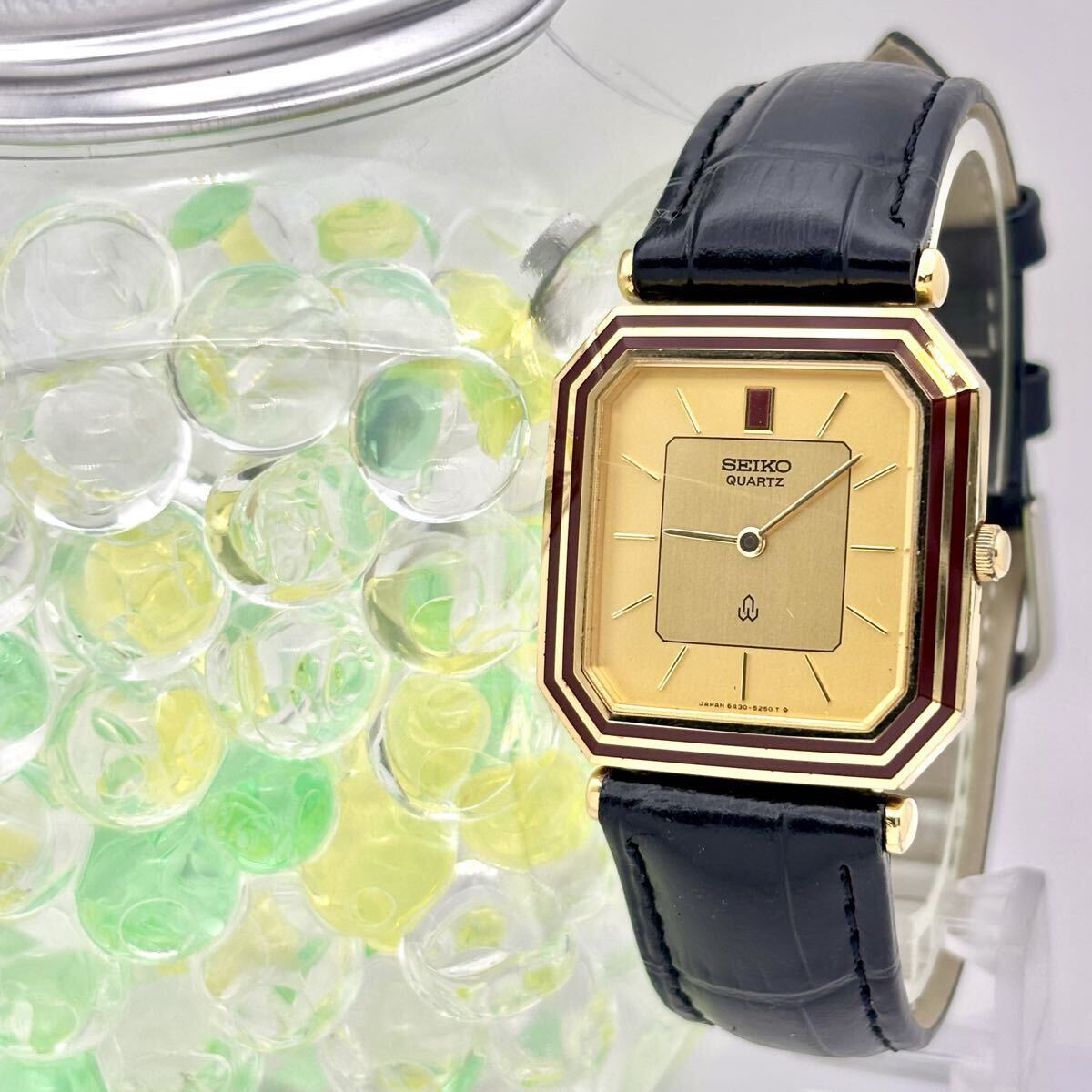 【新品電池】 SEIKO セイコー オクタゴン メンズ 腕時計 ゴールド 6430-5130 新品ベルト拍卖