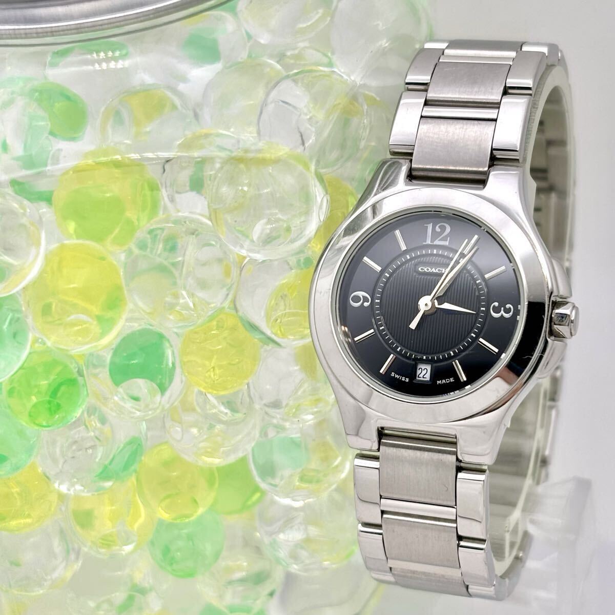 【美品/新品電池】COACH コーチ レディース 腕時計 シルバー デイト 6.307.944 0155拍卖