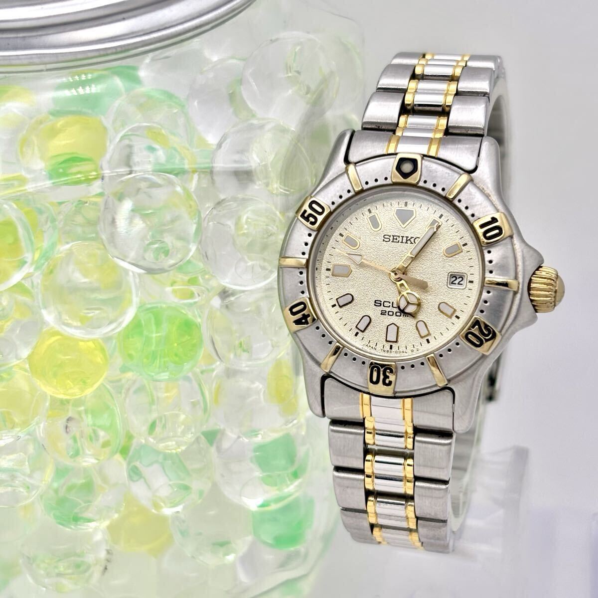 【新品電池】 SEIKO セイコー SCUBA スキューバ 200M レディース 腕時計 デイト 7N85-0040 320260拍卖