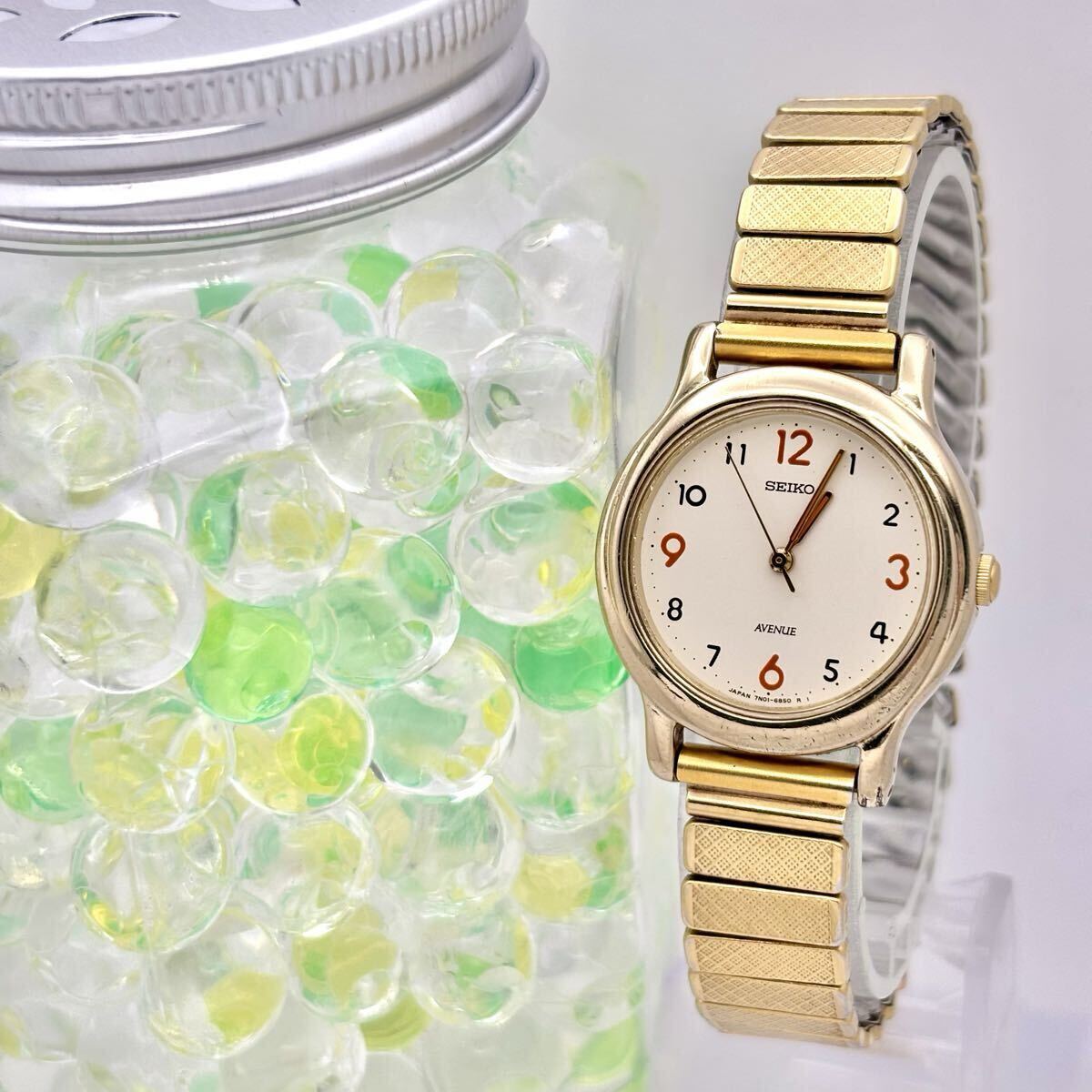 【新品電池】 SEIKO セイコー AVENUE アベニュー レディース 腕時計 ゴールド ドレス 7N01-6650拍卖