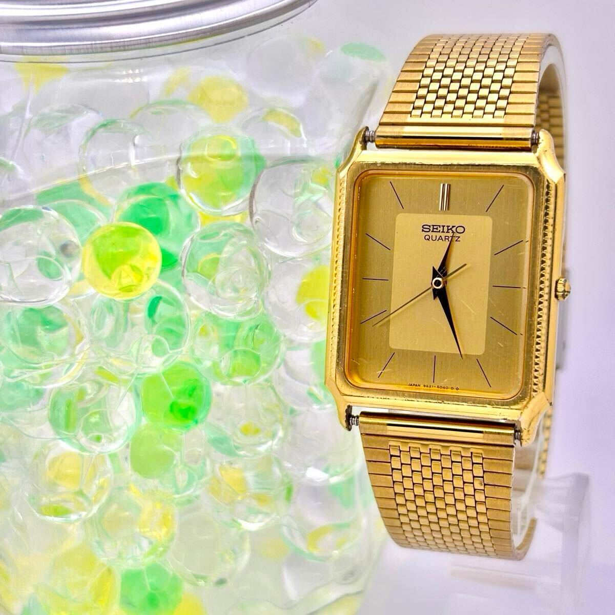 【新品電池】 SEIKO セイコー オクタゴン ゴールド メンズ 腕時計 薄型 9521-5040 2D8236拍卖