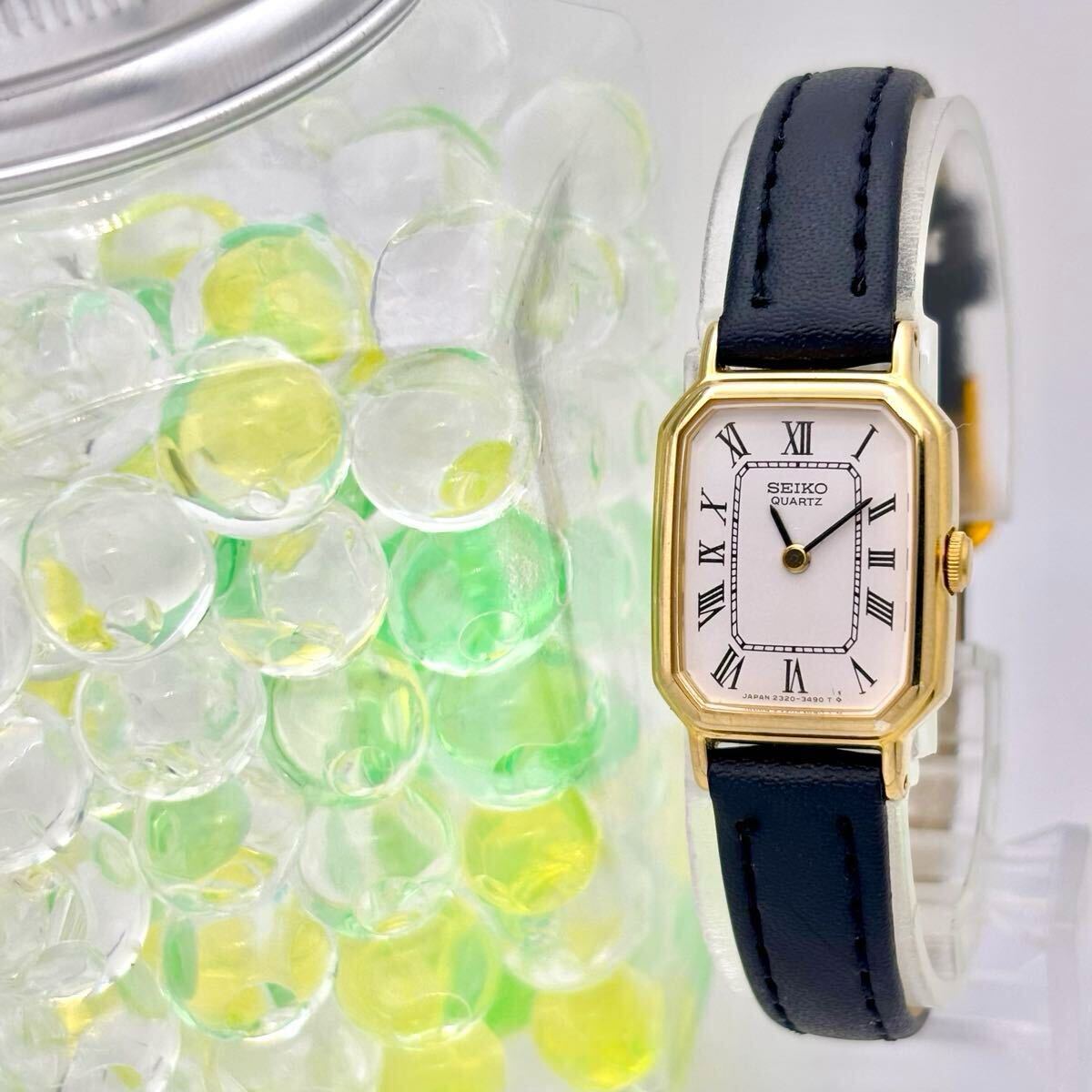 【新品電池】 SEIKO セイコー ゴールド レディース 腕時計 ドレス ローマン オクタゴン 2320-6740 新品ベルト拍卖