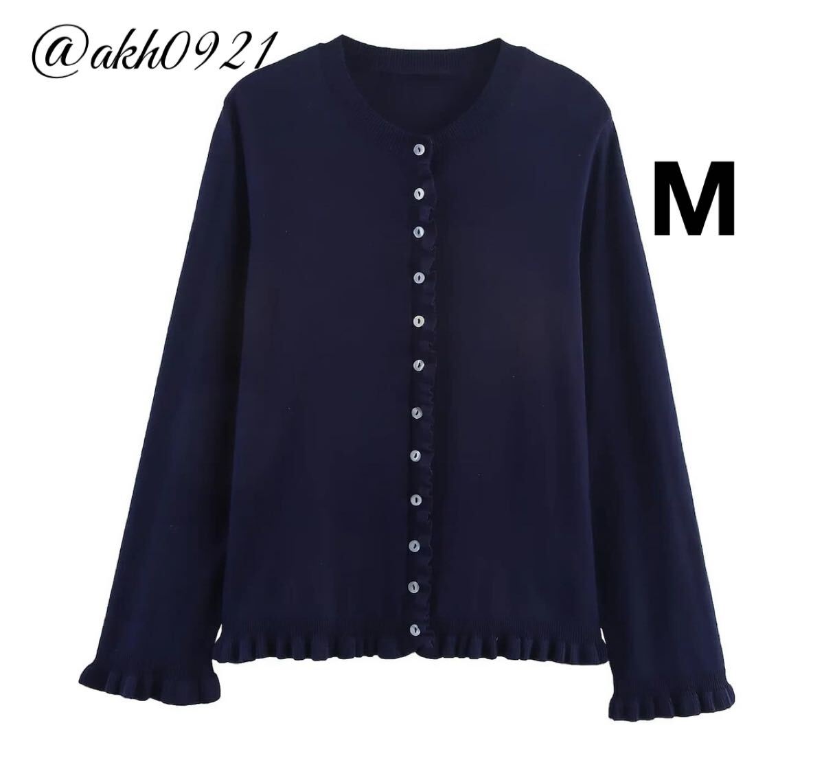 新品未使用★秋新作★vintage ヴィンテージ レトロ navy ネイビー ニット カーディガン トップス Mサイズ レディース★ZARA 好きな方に拍卖