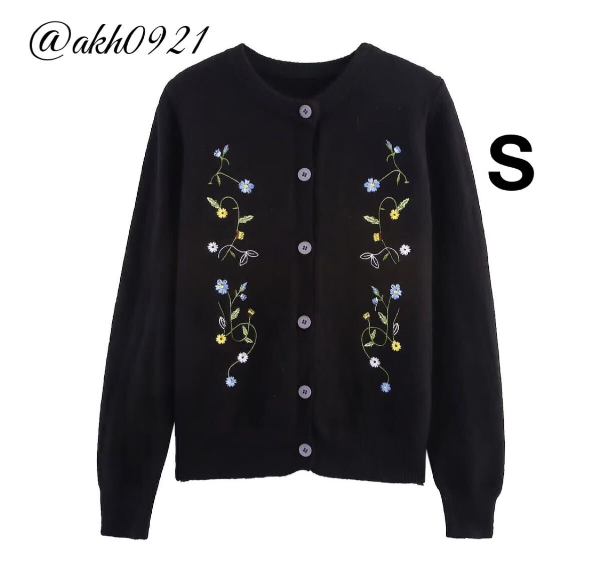 新品★秋新作★vintage ヴィンテージ レトロ black フラワー 花 刺繍 ニット カーディガン トップス Sサイズ レディース★ZARA 好きな方に拍卖