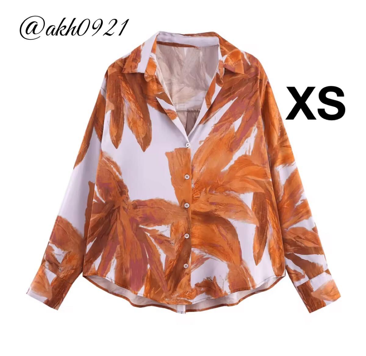 新品未使用★2025 A/W 秋新作★vintage ヴィンテージ レトロ プリント 柄 シャツ ブラウス トップス XSサイズ レディース★ZARA 好きな方に拍卖