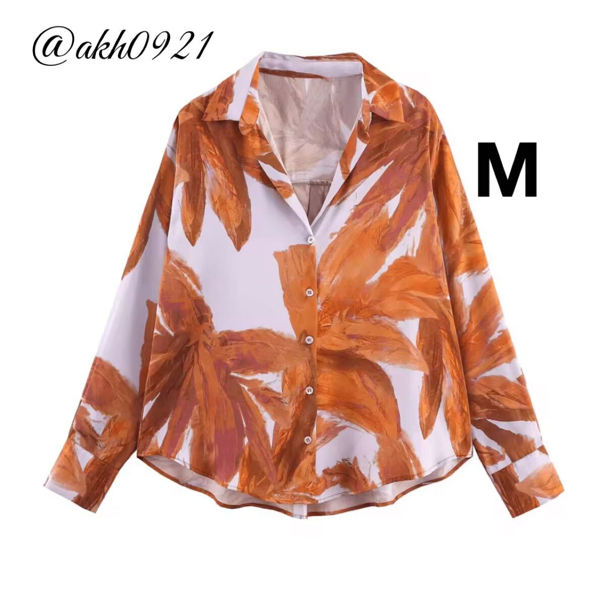 新品未使用★2025 A/W 秋新作★vintage ヴィンテージ レトロ プリント 柄 シャツ ブラウス トップス Mサイズ レディース★ZARA 好きな方に拍卖