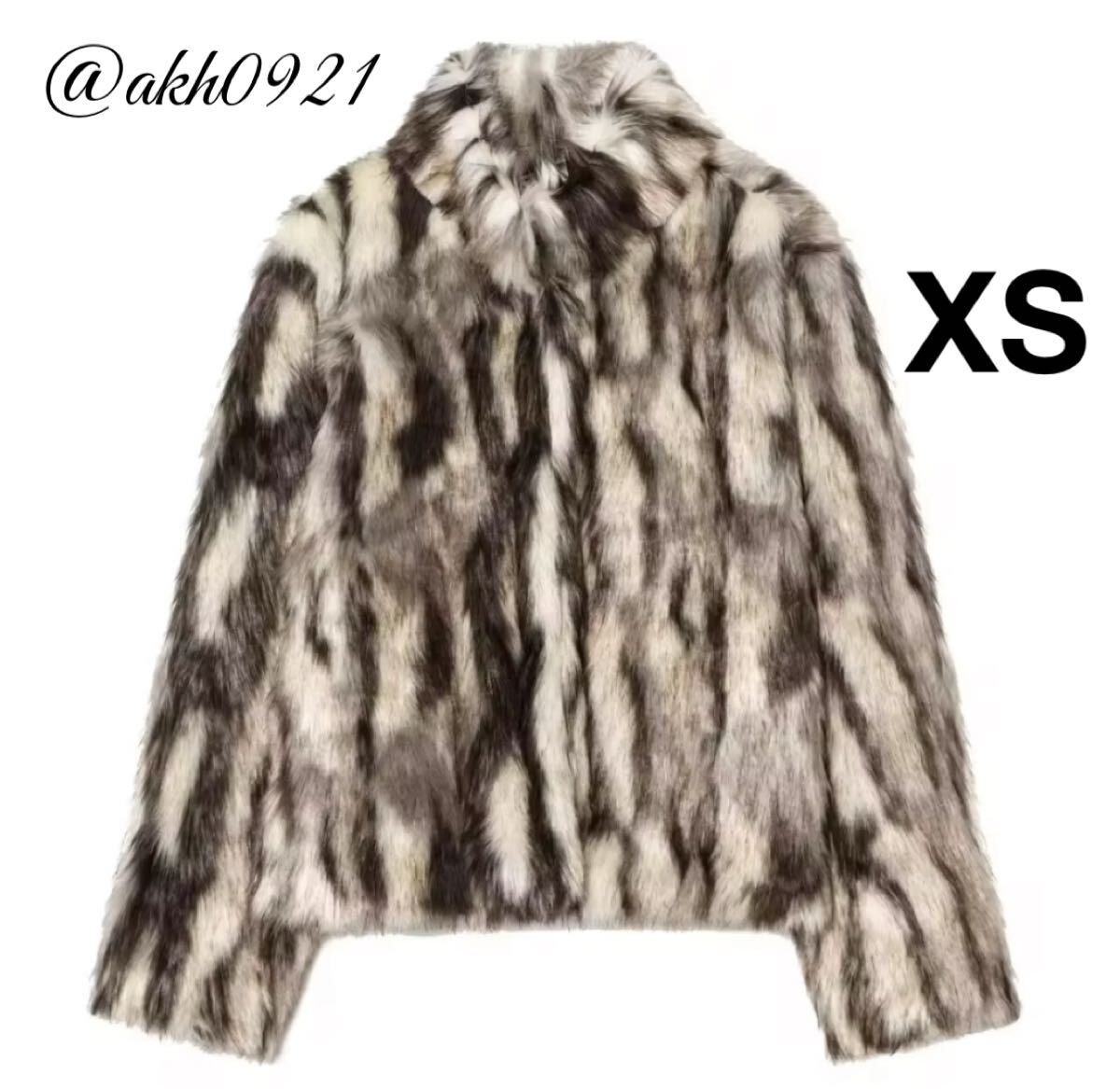 新品未使用★2025 A/W 秋新作★vintage ヴィンテージ レトロ 柄 ファーコート アウター XSサイズ レディース★ZARA 好きな方に拍卖