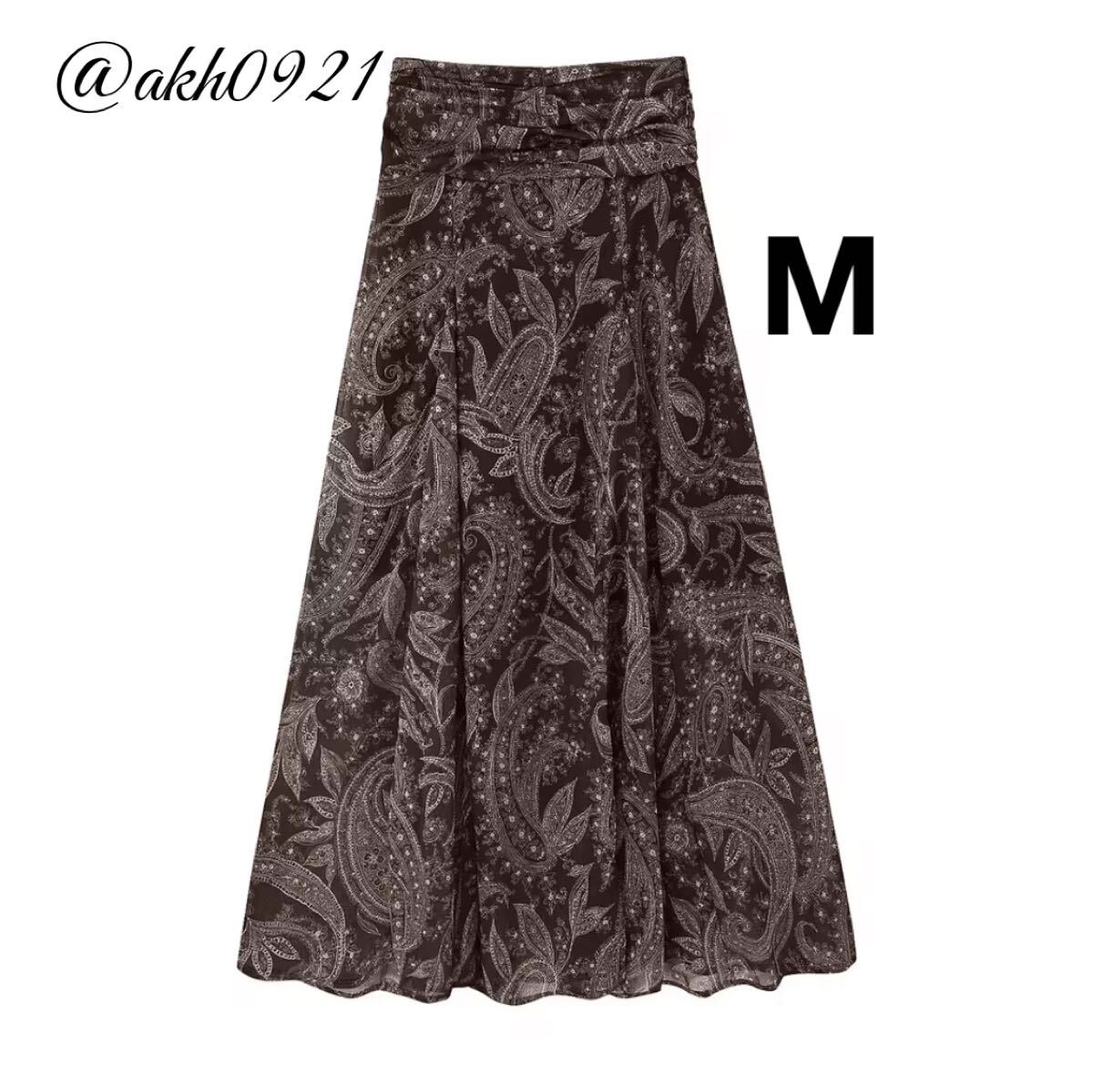 新品未使用★2025 A/W 秋新作★vintage ヴィンテージ レトロ 柄 ロング フレアカート ボトムス Mサイズ レディース★ZARA 好きな方に拍卖