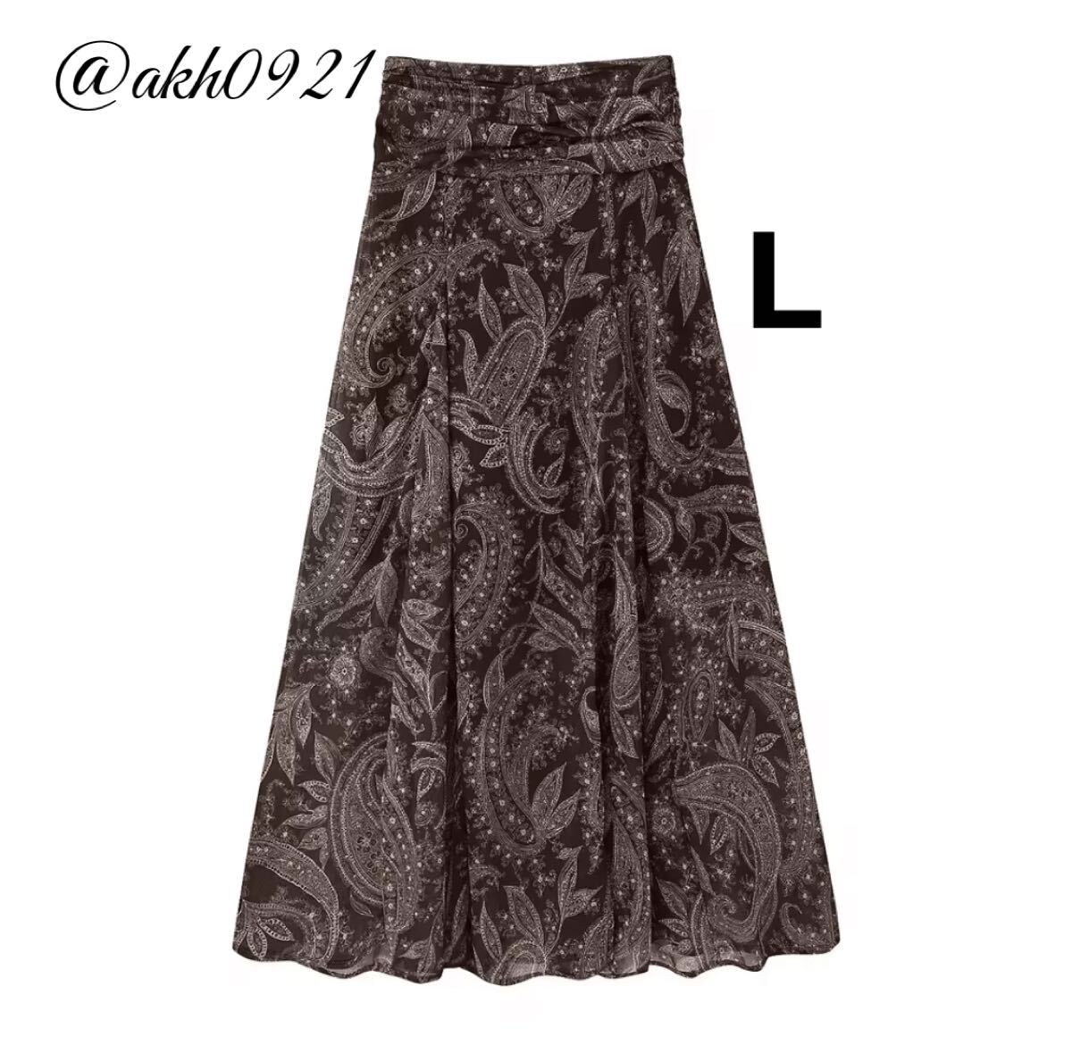 新品未使用★2025 A/W 秋新作★vintage ヴィンテージ レトロ 柄 ロング フレアカート ボトムス Lサイズ レディース★ZARA 好きな方に拍卖