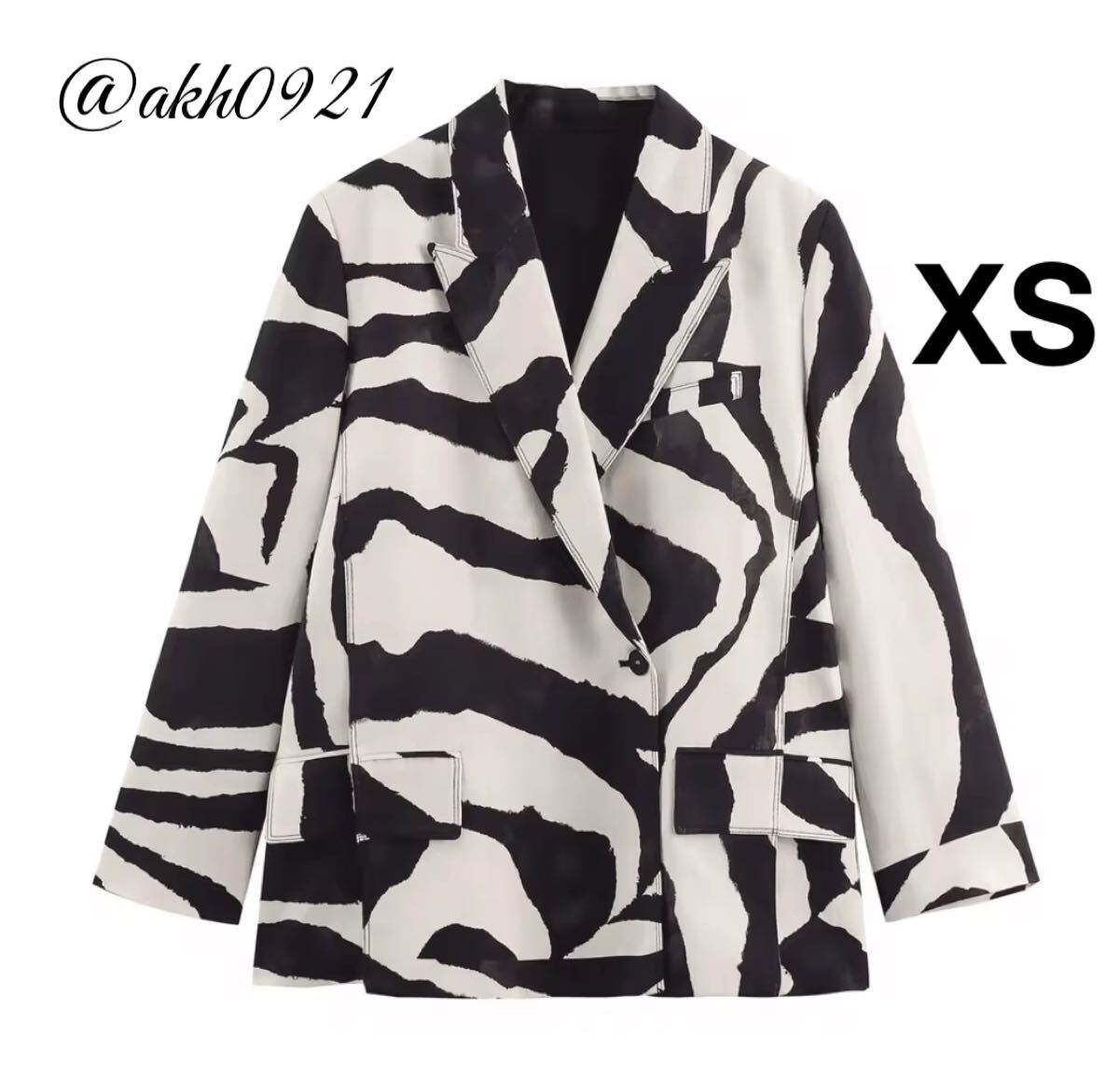 新品★秋新作★vintage ヴィンテージ レトロ ゼブラ柄 テーラードジャケット ブレザー アウター XSサイズ レディース★ZARA 好きな方に拍卖