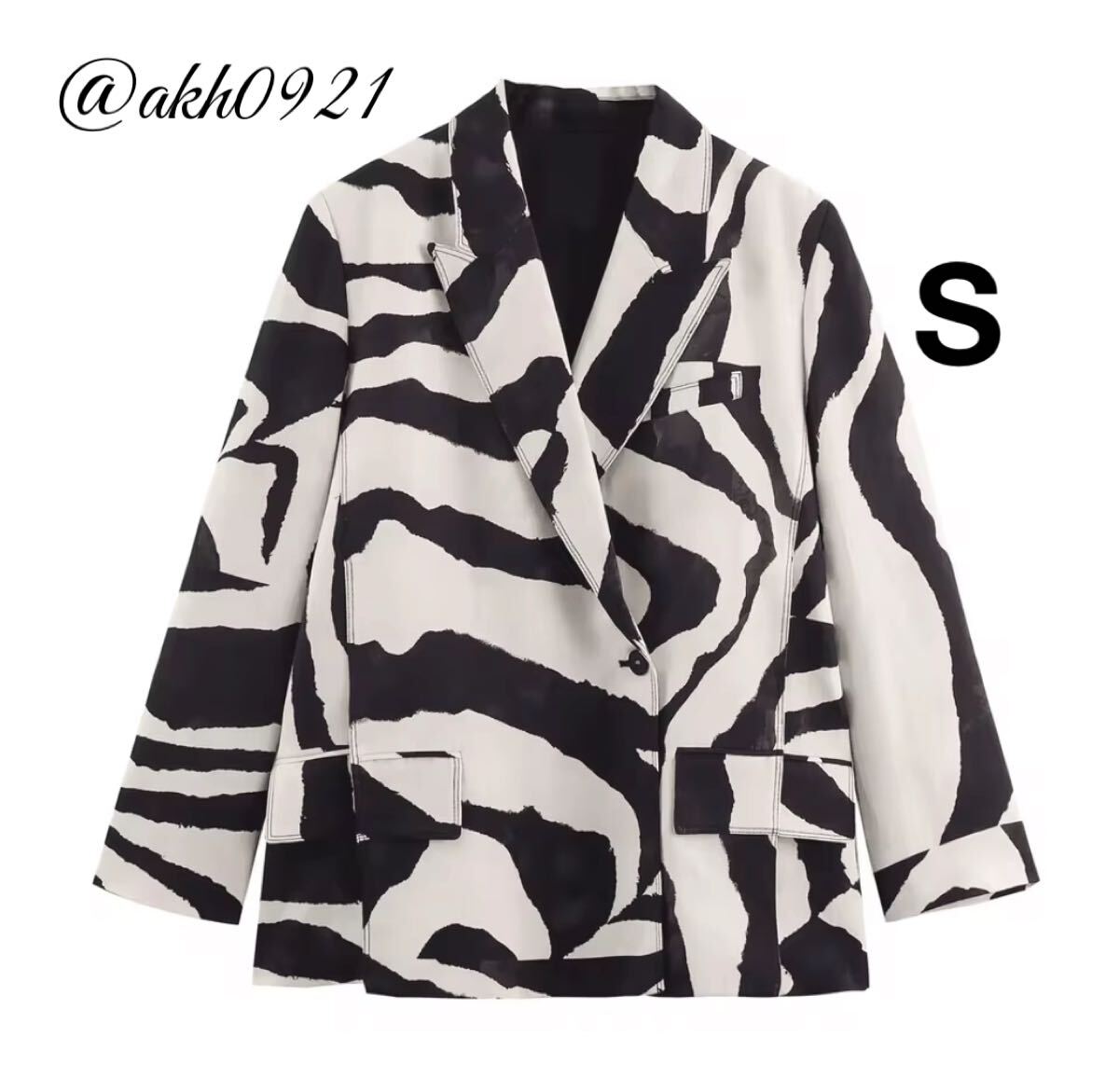 新品★2025 秋新作★vintage ヴィンテージ レトロ ゼブラ柄 テーラードジャケット ブレザー アウター Sサイズ レディース★ZARA 好きな方に拍卖
