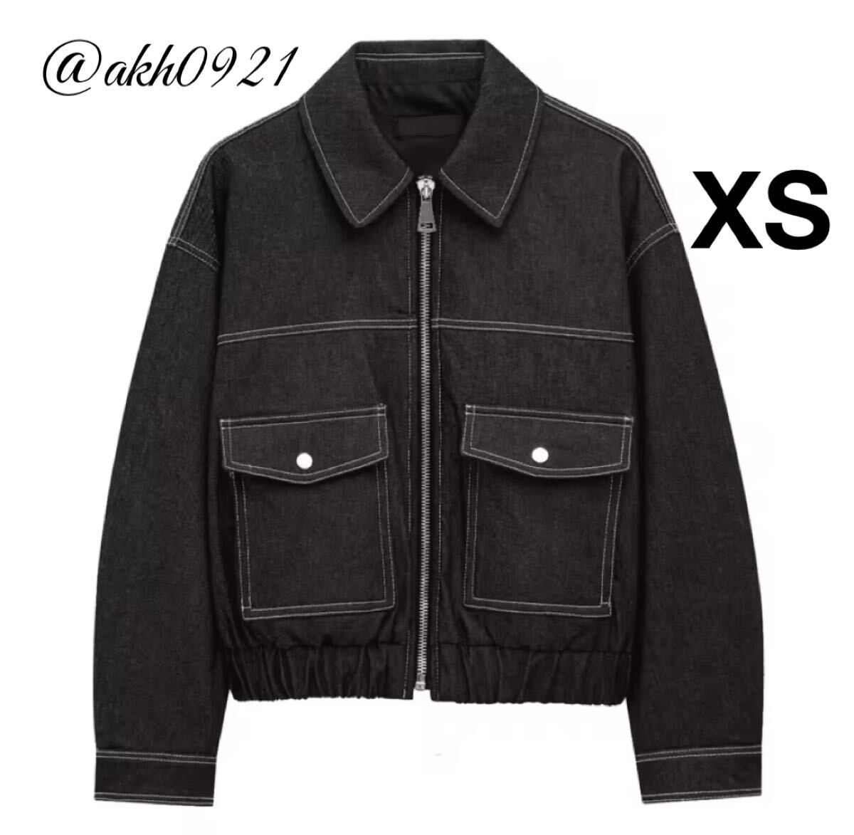 新品★秋新作★vintage ヴィンテージ レトロ ジッパー デニム ジャケット Gジャン ブルゾン アウター XSサイズ レディース★ZARA好きな方に拍卖