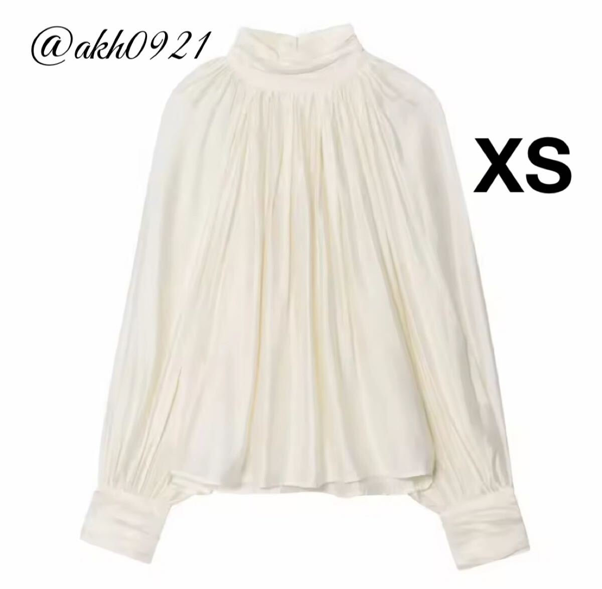 新品未使用★2025 A/W 秋新作★vintage ヴィンテージ レトロ サテン ハイネック ブラウス トップス XSサイズ レディース★ZARA 好きな方に拍卖