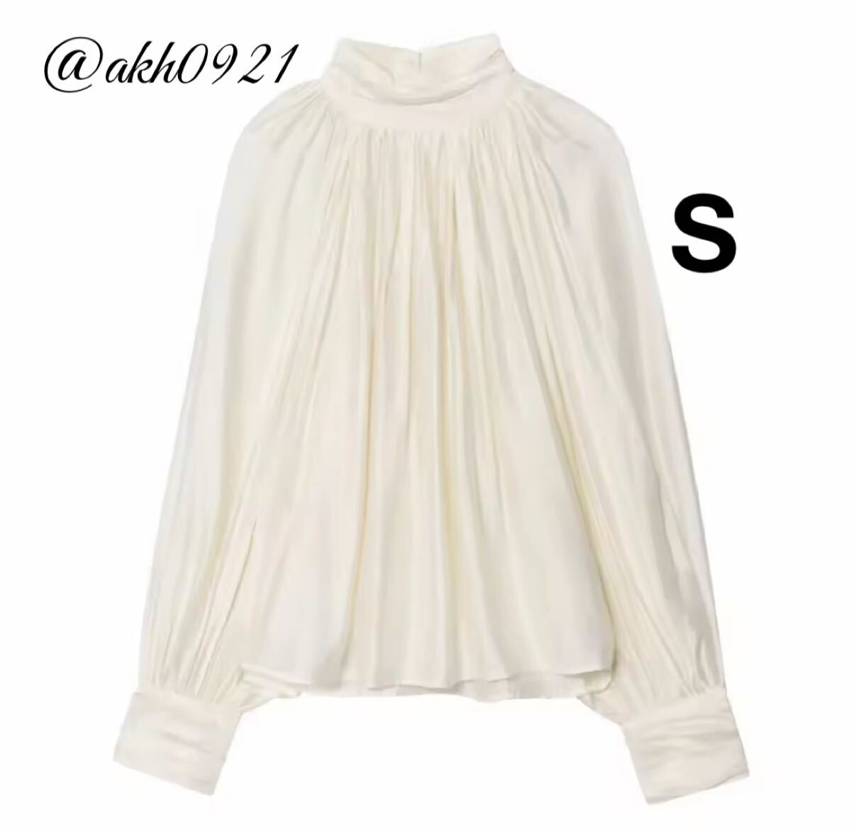 新品未使用★2025 A/W 秋新作★vintage ヴィンテージ レトロ サテン ハイネック ブラウス トップス Sサイズ レディース★ZARA 好きな方に拍卖