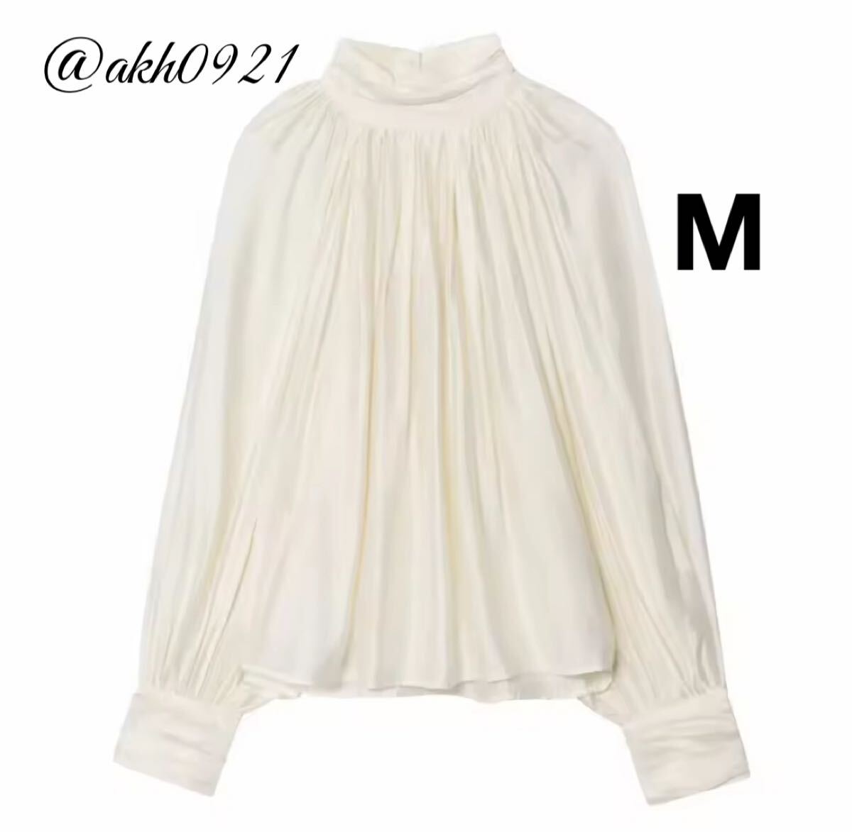 新品未使用★2025 A/W 秋新作★vintage ヴィンテージ レトロ サテン ハイネック ブラウス トップス Mサイズ レディース★ZARA 好きな方に拍卖