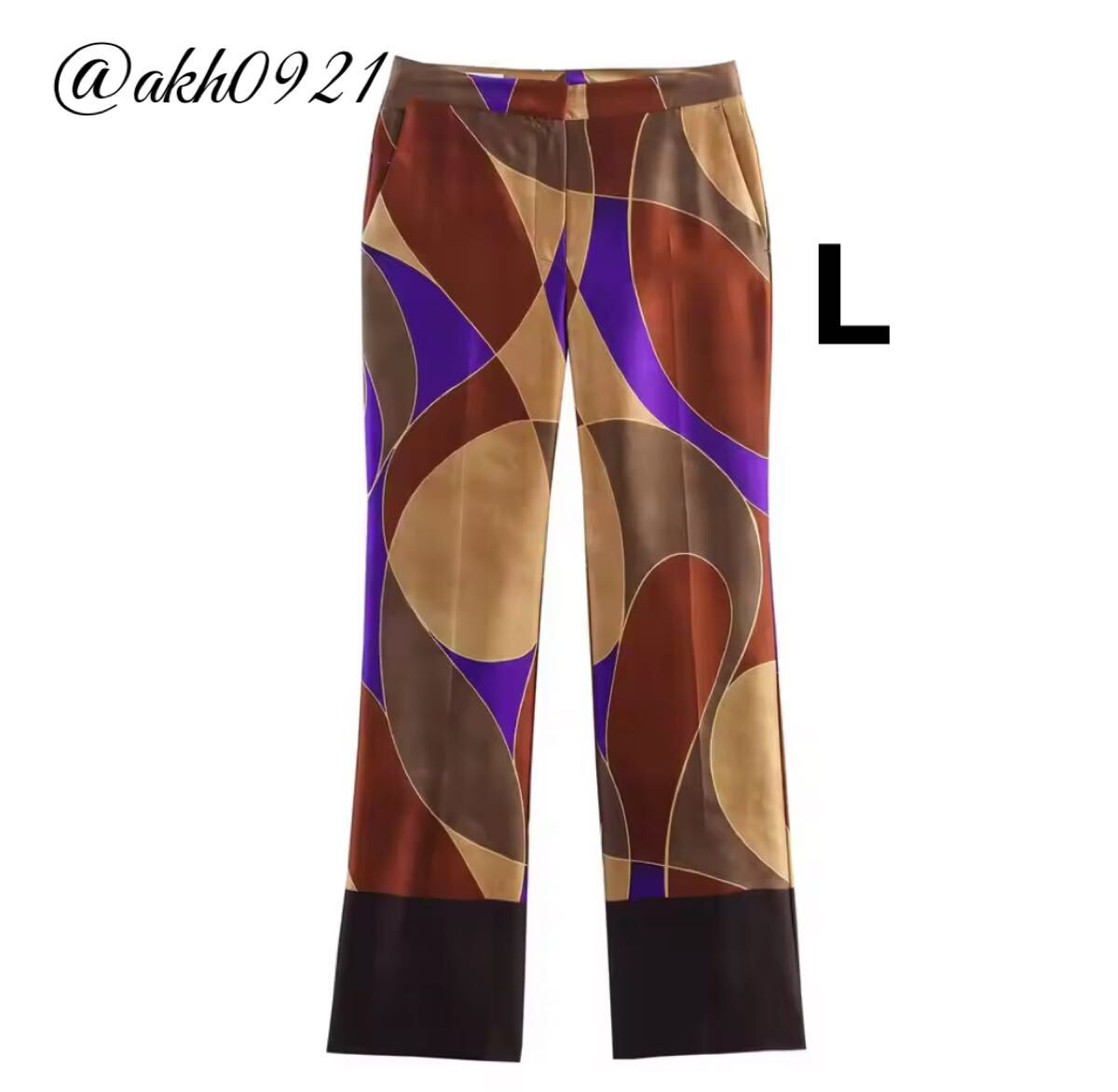 新品未使用★2025 A/W 秋新作★vintage ヴィンテージ レトロ 柄 ロングパンツ ボトムス Lサイズ レディース★ZARA 好きな方に拍卖